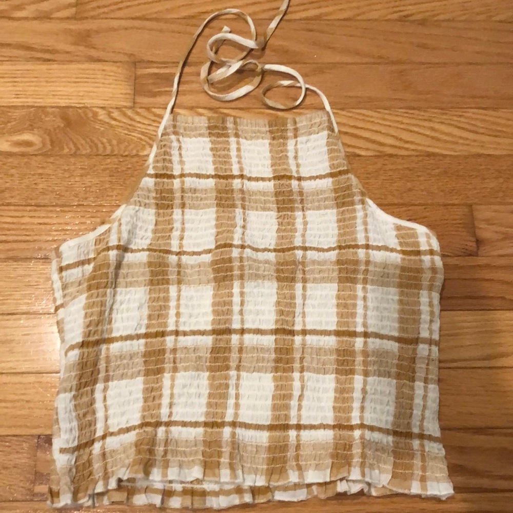 Plaid Brown and White Tank
